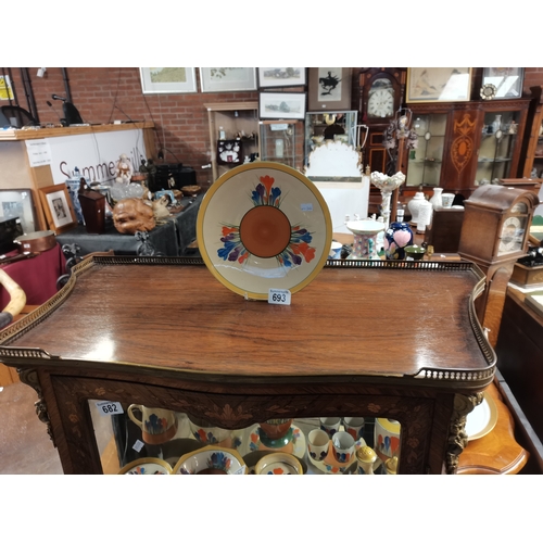 682 - Antique walnut and marquetry  with gilt decoration display cabinet 80cm  x 145cm