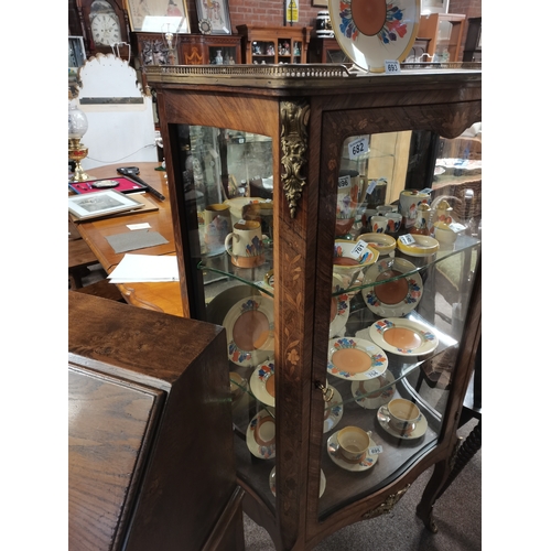 682 - Antique walnut and marquetry  with gilt decoration display cabinet 80cm  x 145cm