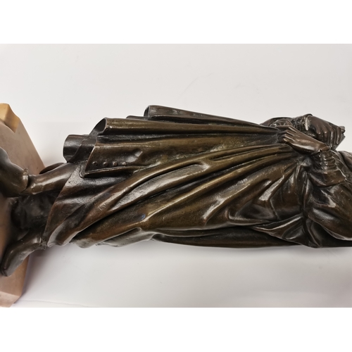 1 - A Pair of Bronze Dante & Ovid statues on marble plinth by Pierre Aubert - H89cm and 87cm ( 22kg )