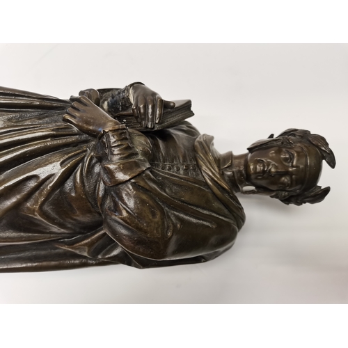 1 - A Pair of Bronze Dante & Ovid statues on marble plinth by Pierre Aubert - H89cm and 87cm ( 22kg )