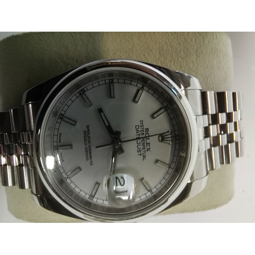 476 - Rolex DateJust White dial 36mm stainless Steel Jubilee Watch model number 116200 with paperwork, tag... 