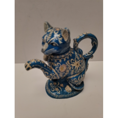 156 - Antique Joseph Holdcroft Majolica Teapot of Chinese boy on a coconut, plus 2 other teapot and sugar ... 