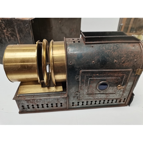 63 - Antique magic lantern and slides