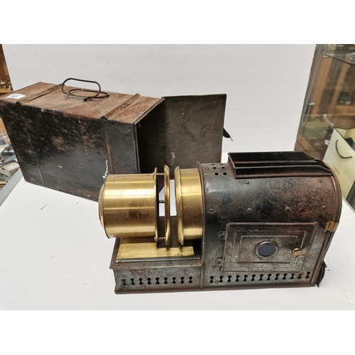 63 - Antique magic lantern and slides