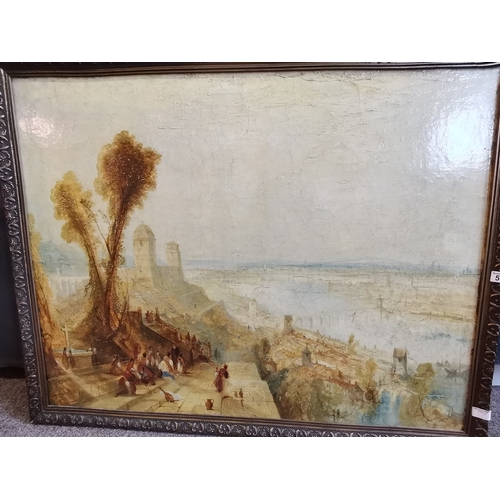 572 - A Large oil painting - Copy J W M Turner painting 89cm x 114cm