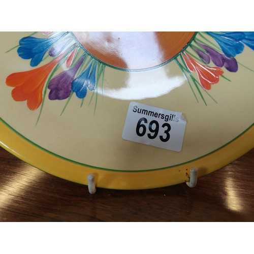 693 - Clarice Cliff Sandwich plate D23cm slight chip on rim