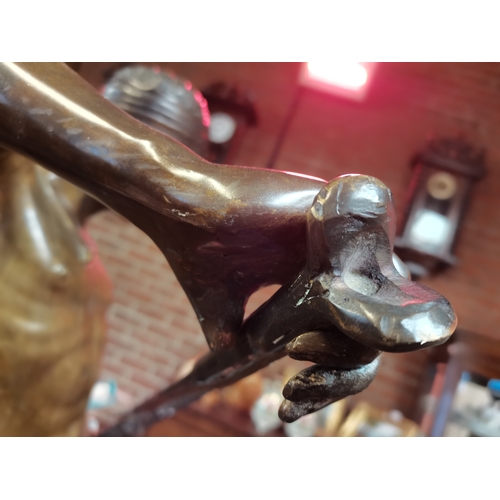 745 - A 6ft bronze statue of David and Goliath on a Victorian carved plinth