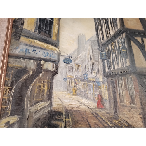 557 - A Beautiful signed Oil painting of the Shambles by Landscape artist Robert Ixer (with paperwork) 52c... 