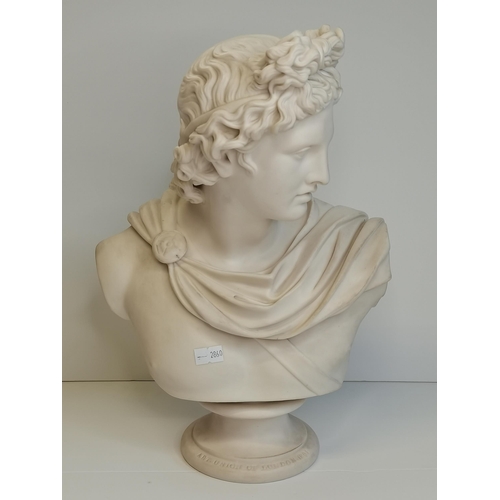 1 - Victorian Parian Ware Bust of Apollo Belvedere - commissioned by Art Union of London 1861 - H33cm