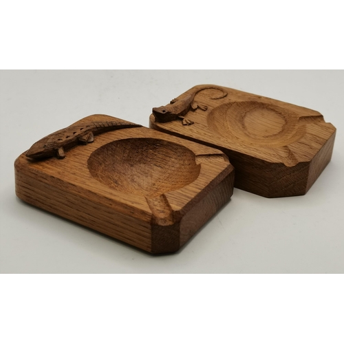 115A - Two Lizardman oak ashtrays, one by Martin Dutton, the other by Derek Slater, of typical form, each c... 