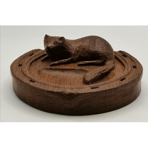 115D - Don Craven, a Foxman oak pin dish, with carved horseshoe border, with carved full fox signature. 11.... 