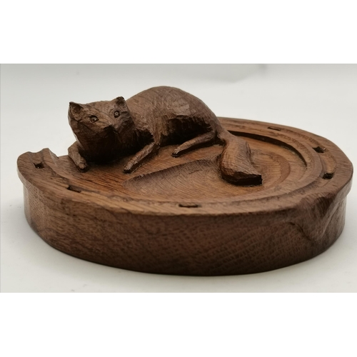 115D - Don Craven, a Foxman oak pin dish, with carved horseshoe border, with carved full fox signature. 11.... 