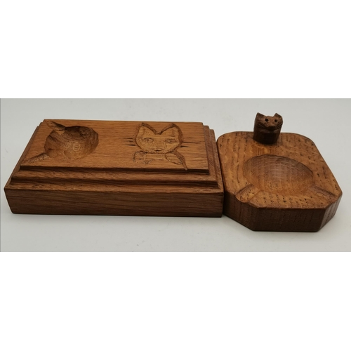 115G - Malcolm Pipes, a Foxman oak ashtray, of typical form, with carved fox head signature; together with ... 