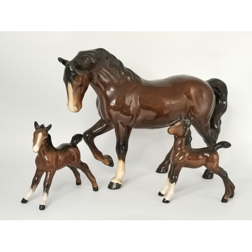 118 - Bay Beswick Horse and 2 foals