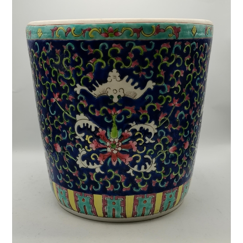 13 - Chinese Glazed Porcelain Jardiniere - This thickly-potted vase is glazed with Famille Rose pattern H... 