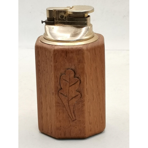 140 - David Langstaff or Fred Suffield, an Oakleafman oak table lighter, octagonal, with brass fitting to ... 