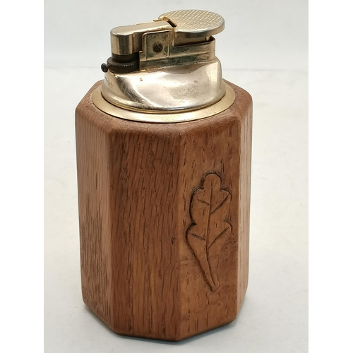 140 - David Langstaff or Fred Suffield, an Oakleafman oak table lighter, octagonal, with brass fitting to ... 