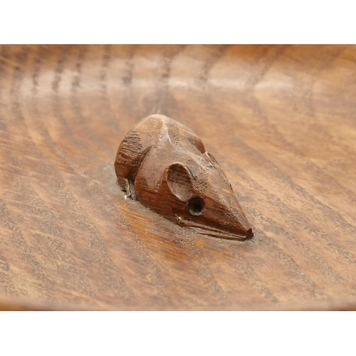 143 - Robert Thompson, a Mouseman oak nut dish, shallow circular, lightly adzed to interior, with carved m... 