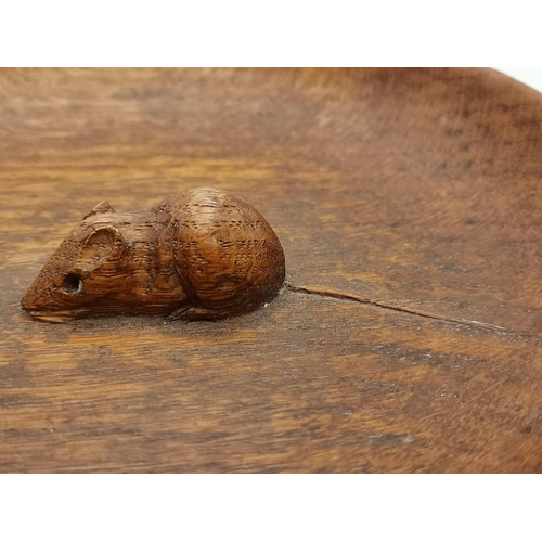 145 - Robert Thompson, a Mouseman oak nut dish, shallow circular, lightly adzed to interior, with carved m... 