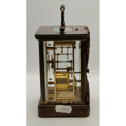 16 - A Matthew Norman Carriage Clock in Brass with box and key - H13.5cm