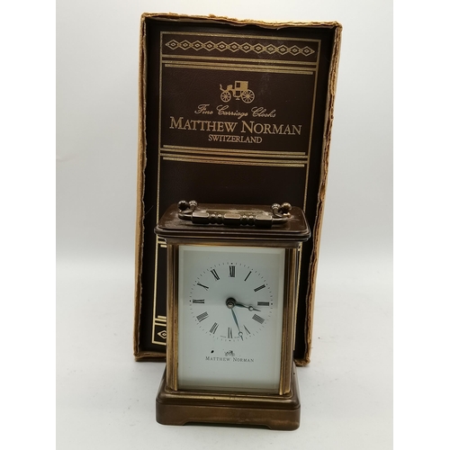 19 - Matthew Norman Carriage Clock with box and key - H11cm