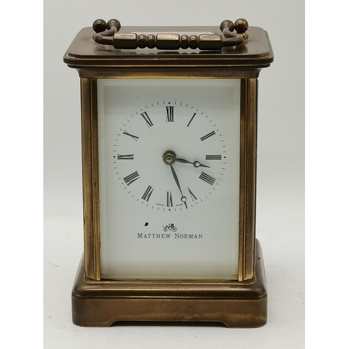 19 - Matthew Norman Carriage Clock with box and key - H11cm