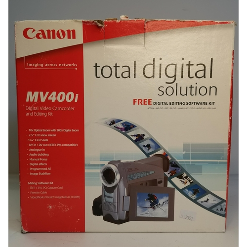 224 - Canon MV400i DIgital Video Camcorder and editing kit in box