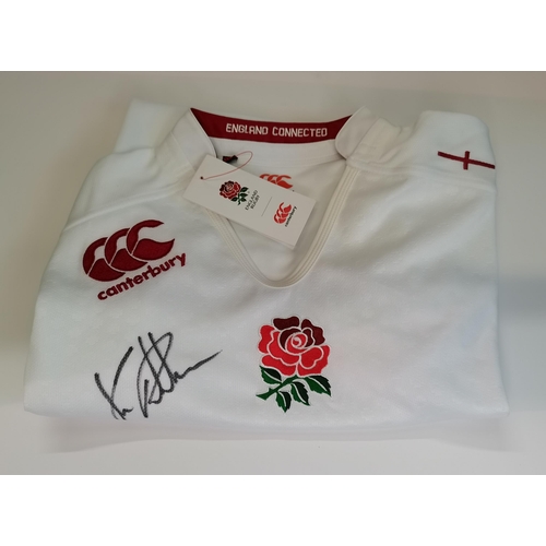 26 - A signed England Rugby shirt, from the 2015 MasterCard Rugby World Cup, signed by Chris Robshaw, wit... 