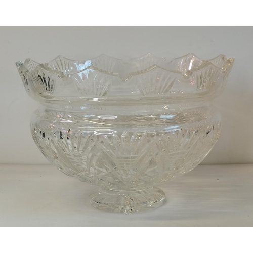 27 - Three antique cut glass dishes/bowls comprising a substantial pedestal bowl, probably Irish, (a/f); ... 