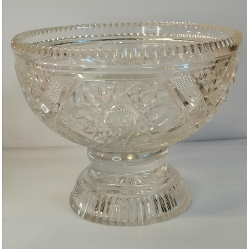 27 - Three antique cut glass dishes/bowls comprising a substantial pedestal bowl, probably Irish, (a/f); ... 