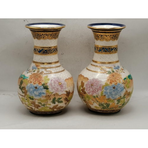 3 - Pair of Chinese Style vases H20cm some crazing but overall good condition