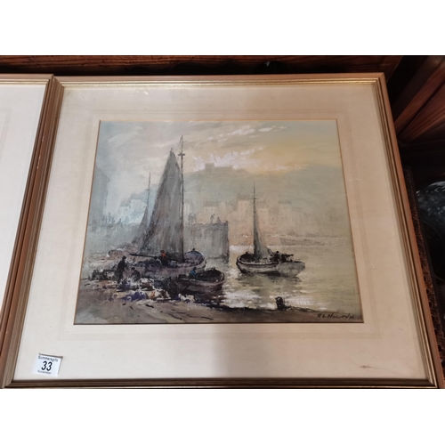 33 - Framed Signed Painting of Whitby by R.L Howey 1976 - 63cm x 56cm (Frame)