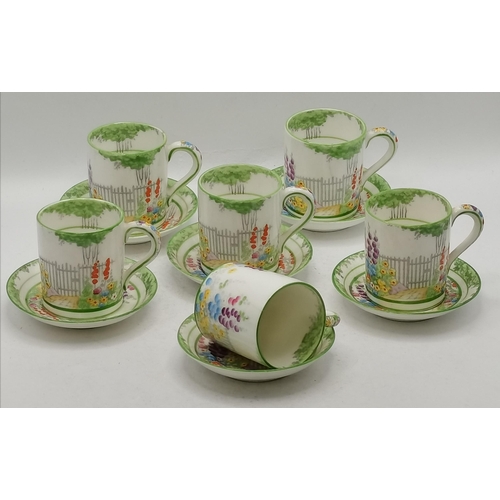 35 - Royal Paragon China 6 piece coffee set - In Garden Gate Pattern