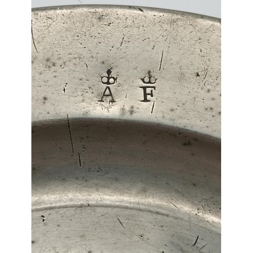 42 - x10 Pewter Plates with Touch Marks on base - D22cm