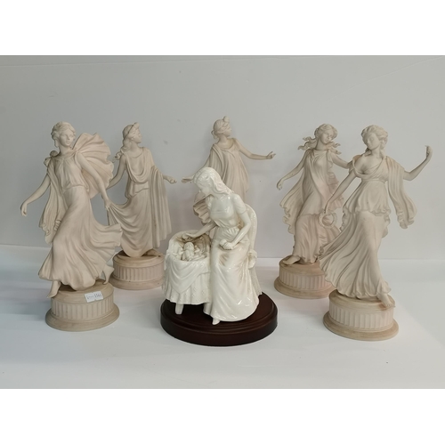 49 - Royal Worcester figurine 'Mothers Love' plus x6 Wedgwood Figurines from 'The Dancing Hours' collecti... 