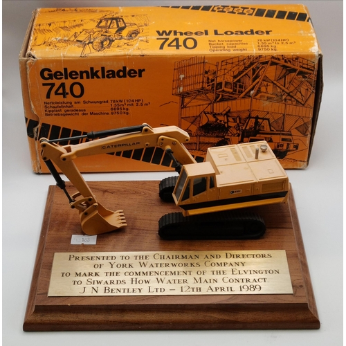 50 - Boxed Case Wheel Loader740 plus Caterpillar digger on plaque presented to Chairman and Directors of ... 