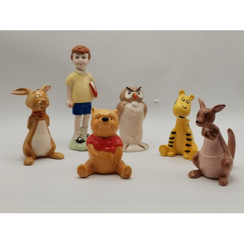 53a - Walt Disney figures - Christopher Robin, Tiger, Owl, x2 Kanaroos, Poo Bear, Christopher Robin plus H... 