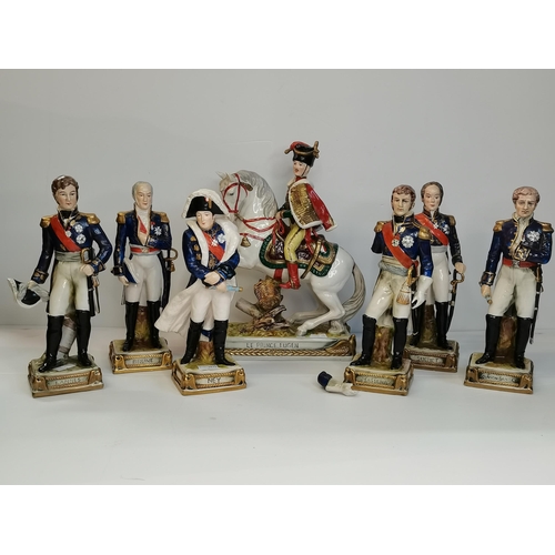 63 - Antique Early 20th Century Paris Bourdois Bloch Porcelain French Military Figures x6 - Brune, Suchet... 