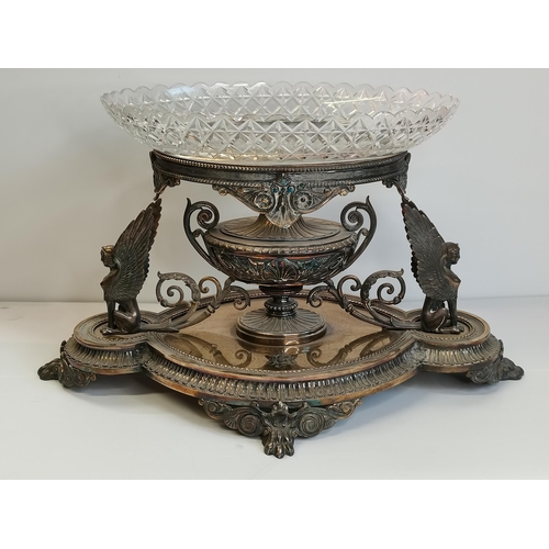 64 - Silver Plated Centre Piece by Elkington & Co  Late 1800's with family crest.  This Magnificent Gilt ... 