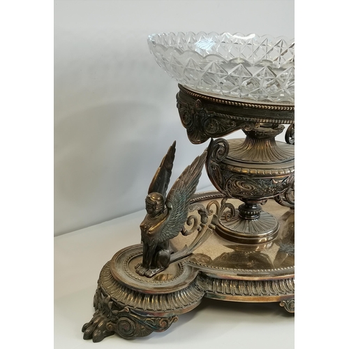 64 - Silver Plated Centre Piece by Elkington & Co  Late 1800's with family crest.  This Magnificent Gilt ... 