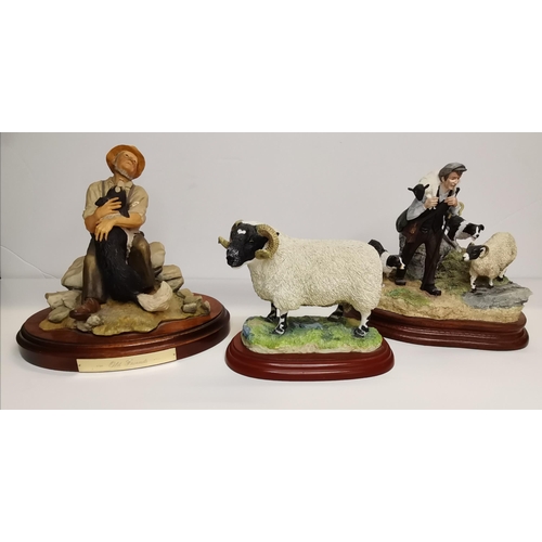 66 - x2 Border Fine Arts Figures on stands - 'Sheep County Show A0734 Blackfaced Ram', 'On the Hill' (She... 