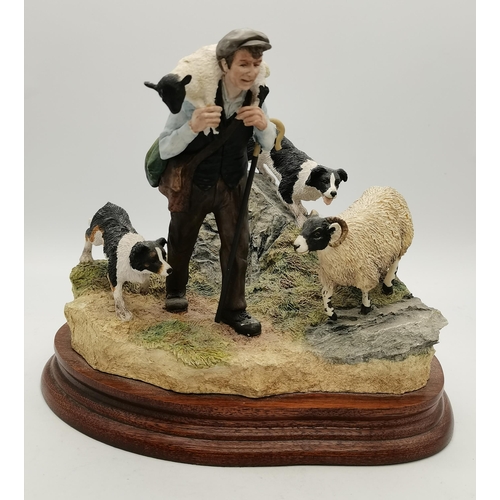 66 - x2 Border Fine Arts Figures on stands - 'Sheep County Show A0734 Blackfaced Ram', 'On the Hill' (She... 