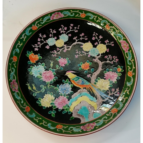 8 - x3 highly decorative Japanese plates. 2 depicting images of birds Diameters - 35cm , 32cm and 29cm