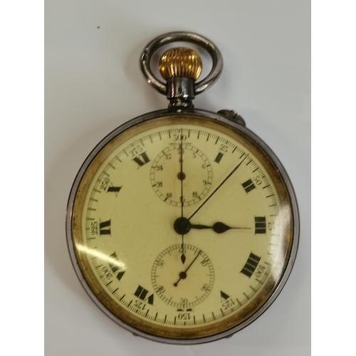 341 - A George V silver open-face chronograph pocket watch, the case import marked, George Stockwell, Lond... 