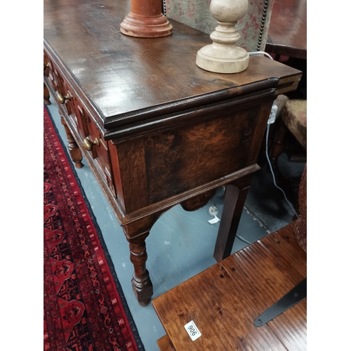 908 - An Eric Gott of Pickering hand made pippy oak Jacobean style 2.1m cx 50cm dresser with opening top m... 