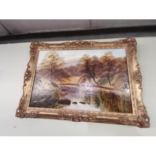 575 - A pair of oil on canvas of waterfall scenes by Randolf Kerr in gilt frames 80cm x 50cm