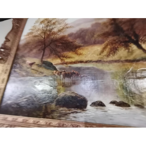 575 - A pair of oil on canvas of waterfall scenes by Randolf Kerr in gilt frames 80cm x 50cm