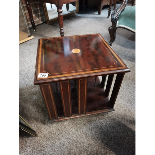 700 - An inlaid mahogany table-top revolving bookcase, late 19th/early 20th Century. 35.5cm high, 39.3cm s... 