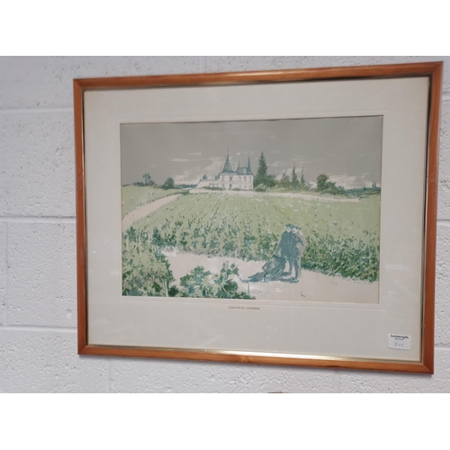 701 - X6 framed prints of famous French Wine Chateaux including Petrus