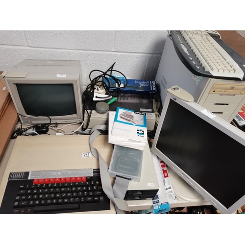 711 - BBC Micro Computer with 2 x Philips monitors, disc drive, multimedia syste, keyboard and Epson print... 